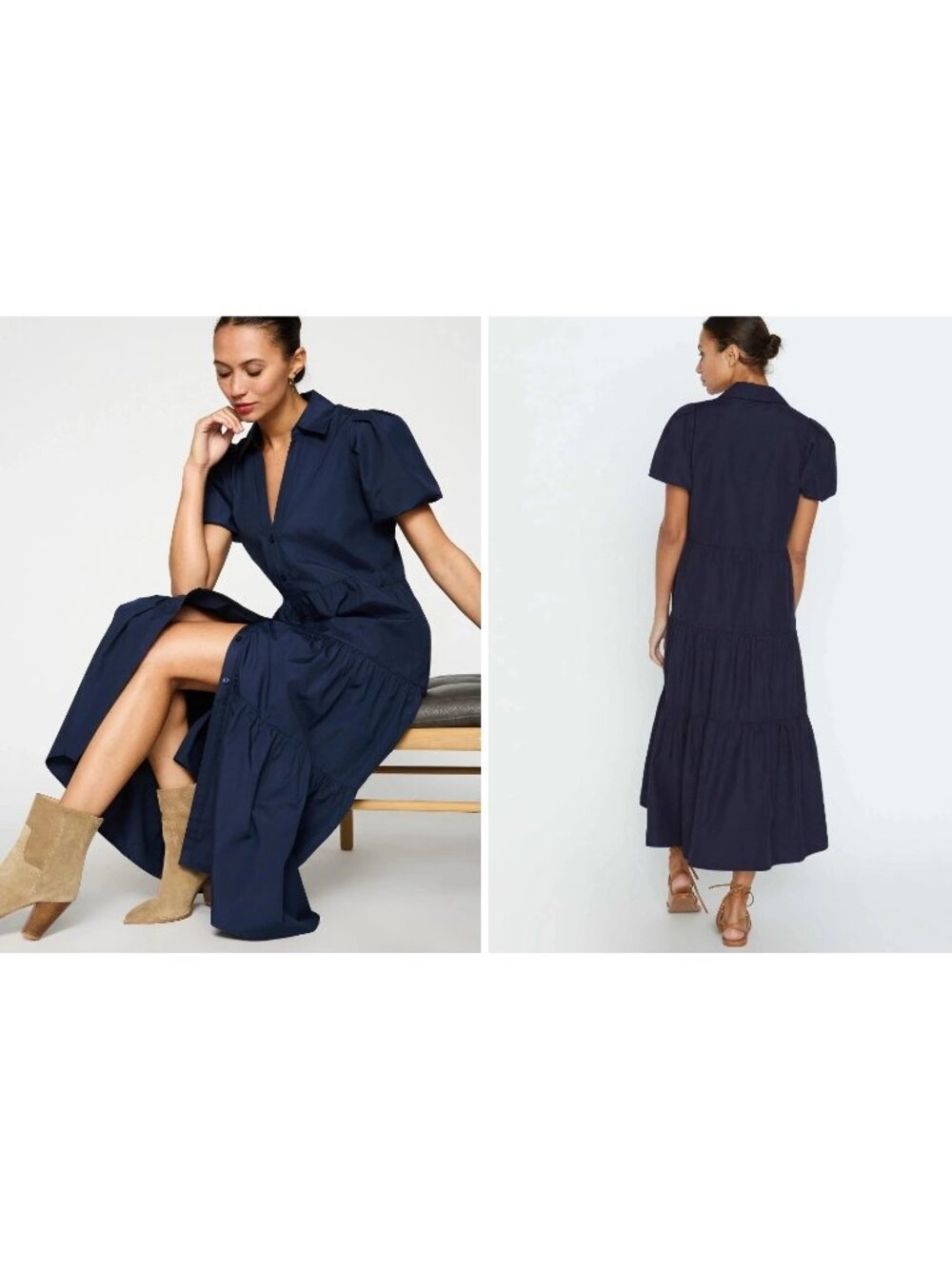 Brochu Walker The Havana Dress XS Navy Nautical Sustainable